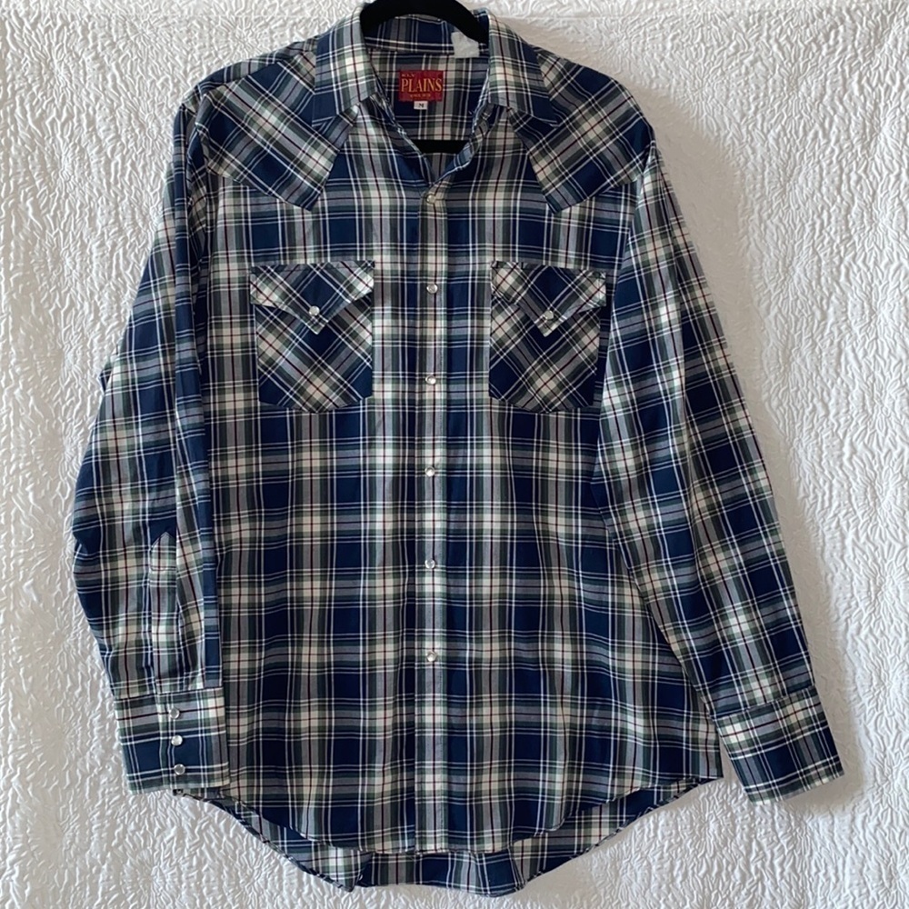Ely Plains Vintage Western Wear Long Sleeve Plaid Snap Down Shirt